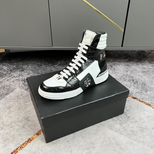 Replica Philipp Plein PP High Tops Shoes For Men #964191 $112.00 USD for Wholesale