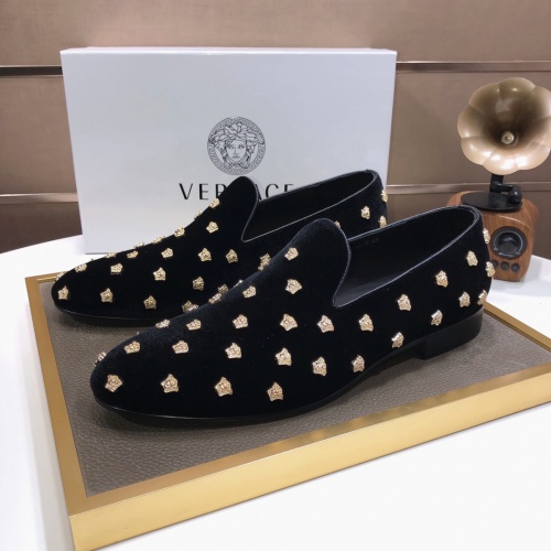 Wholesale Versace Leather Shoes For Men #1001441 $88.00 USD, Wholesale Quality Replica Versace Leather Shoes