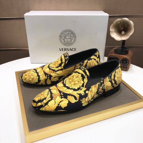 Wholesale Versace Leather Shoes For Men #1001442 $85.00 USD, Wholesale Quality Replica Versace Leather Shoes