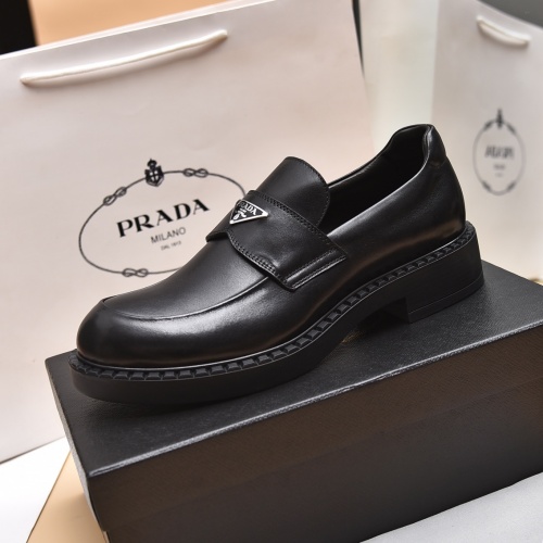 Replica Prada Leather Shoes For Men #996735 $128.00 USD for Wholesale