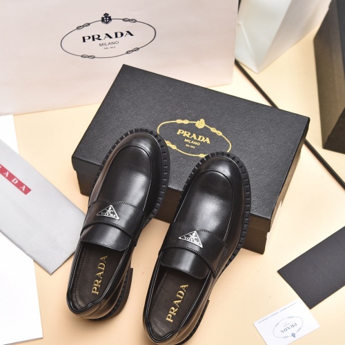 Replica Prada Leather Shoes For Men #996735 $128.00 USD for Wholesale