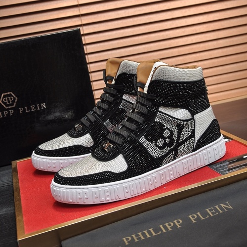 Wholesale Philipp Plein PP High Tops Shoes For Men #1042480 $108.00 USD, Wholesale Quality Replica Philipp Plein PP High Tops Shoes