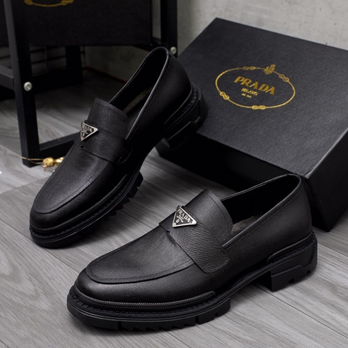 Wholesale Prada Leather Shoes For Men #1044169 $85.00 USD, Wholesale Quality Replica Prada Leather Shoes