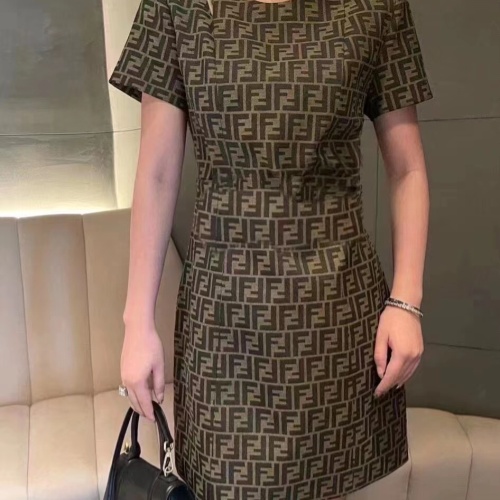 Wholesale Fendi Dresses Short Sleeved For Women #1067333 $100.00 USD, Wholesale Quality Replica Fendi Dresses