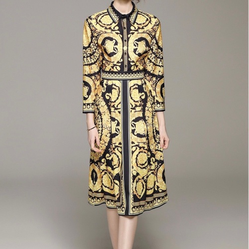 Replica Versace Dresses Long Sleeved For Women #1067416 $64.00 USD for Wholesale