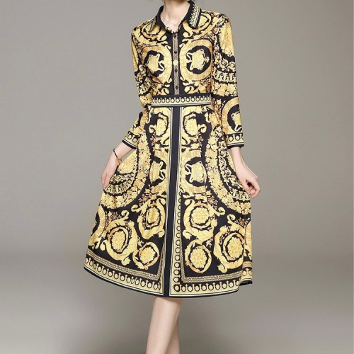 Replica Versace Dresses Long Sleeved For Women #1067416 $64.00 USD for Wholesale