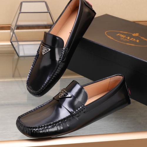 Wholesale Prada Leather Shoes For Men #1079334 $88.00 USD, Wholesale Quality Replica Prada Leather Shoes