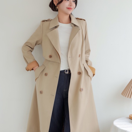 Replica Burberry Trench Coat Long Sleeved For Women #1187717 $160.00 USD for Wholesale