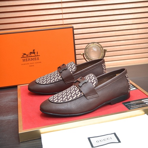 Wholesale Hermes Leather Shoes For Men #1207613 $100.00 USD, Wholesale Quality Replica Hermes Leather Shoes