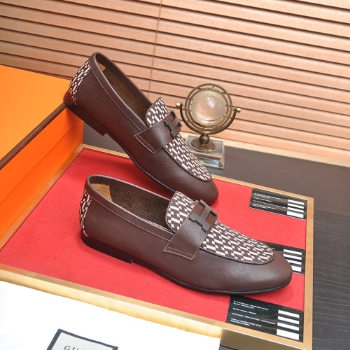 Replica Hermes Leather Shoes For Men #1207613 $100.00 USD for Wholesale