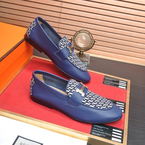 Replica Hermes Leather Shoes For Men #1207614 $100.00 USD for Wholesale