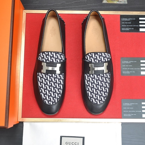 Replica Hermes Leather Shoes For Men #1207615 $100.00 USD for Wholesale