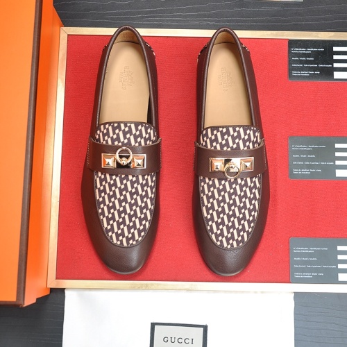 Replica Hermes Leather Shoes For Men #1207618 $100.00 USD for Wholesale