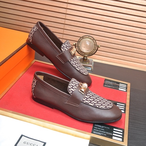 Replica Hermes Leather Shoes For Men #1207618 $100.00 USD for Wholesale