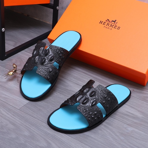 Replica Hermes Slippers For Men #1207896 $48.00 USD for Wholesale