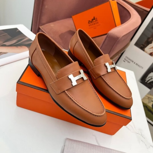 Replica Hermes Leather Shoes For Women #1210095 $96.00 USD for Wholesale