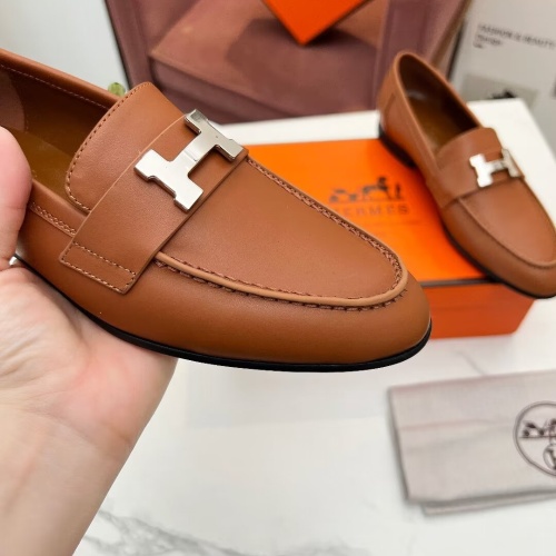 Replica Hermes Leather Shoes For Women #1210095 $96.00 USD for Wholesale