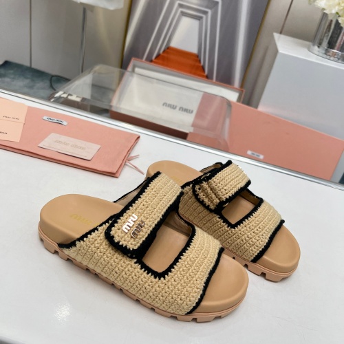 Replica MIU MIU Slippers For Women #1212093 $98.00 USD for Wholesale