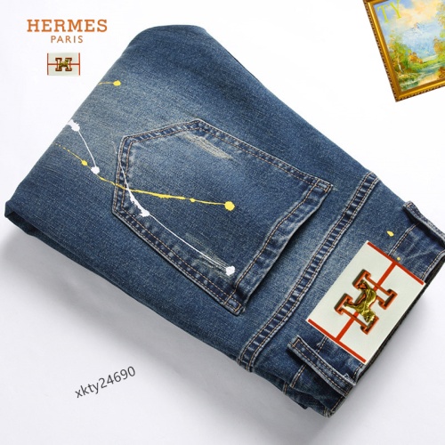 Replica Hermes Jeans For Men #1212181 $48.00 USD for Wholesale