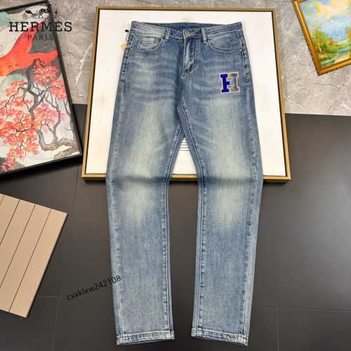 Replica Hermes Jeans For Men #1222452 $48.00 USD for Wholesale