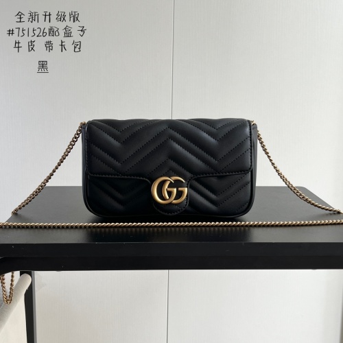 Wholesale Gucci GG Marmont Super Mini Bag Black Chevron Leather For Women #1225001 $80.00 USD, Wholesale Quality Replica Gucci AAA Quality Messenger Bags