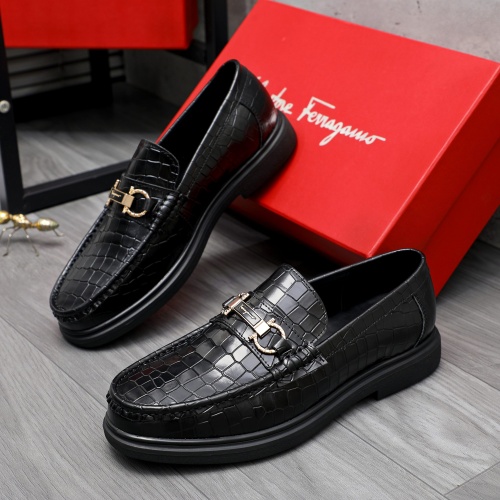 Replica Salvatore Ferragamo Leather Shoes For Men #1226276 $88.00 USD for Wholesale