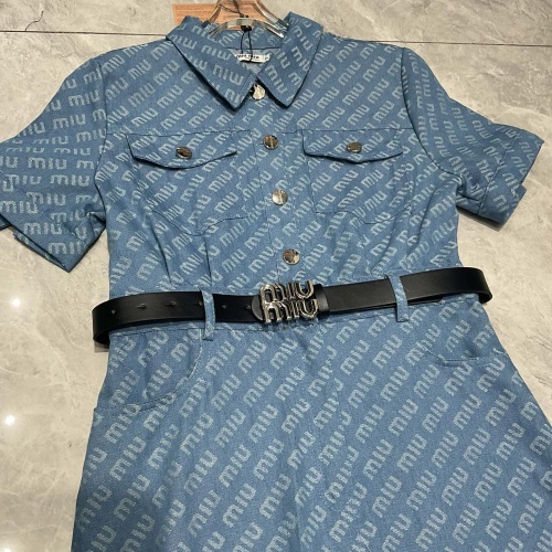 Replica MIU MIU Dresses Short Sleeved For Women #1228706 $98.00 USD for Wholesale