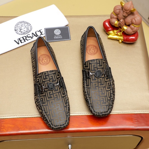 Wholesale Versace Leather Shoes For Men #1230704 $68.00 USD, Wholesale Quality Replica Versace Leather Shoes