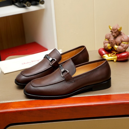 Replica Salvatore Ferragamo Leather Shoes For Men #1230742 $85.00 USD for Wholesale