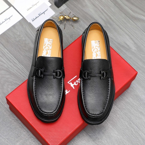 Replica Salvatore Ferragamo Leather Shoes For Men #1230855 $88.00 USD for Wholesale