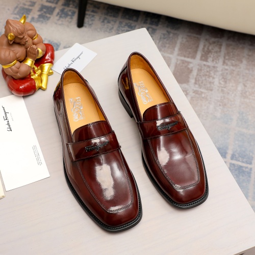 Replica Salvatore Ferragamo Leather Shoes For Men #1230865 $85.00 USD for Wholesale