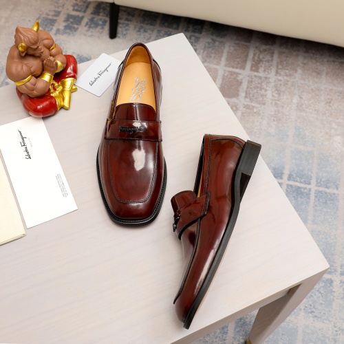 Replica Salvatore Ferragamo Leather Shoes For Men #1230865 $85.00 USD for Wholesale