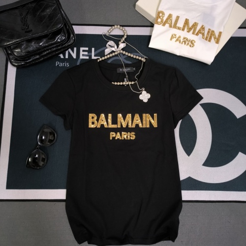 Wholesale Balmain T-Shirts Short Sleeved For Women #1231028 $32.00 USD, Wholesale Quality Replica Balmain T-Shirts