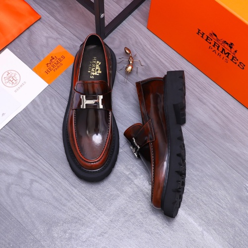 Replica Hermes Leather Shoes For Men #1231224 $118.00 USD for Wholesale