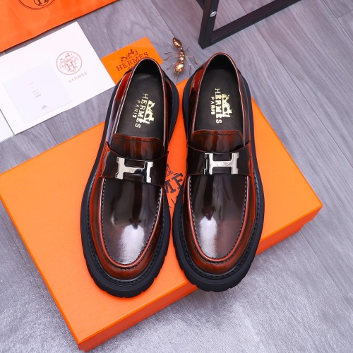 Replica Hermes Leather Shoes For Men #1231224 $118.00 USD for Wholesale