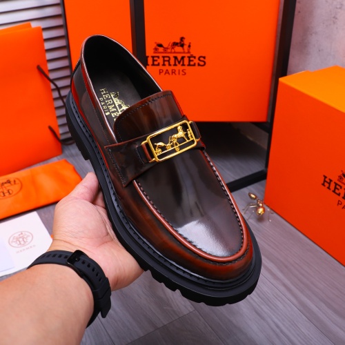 Replica Hermes Leather Shoes For Men #1231226 $118.00 USD for Wholesale