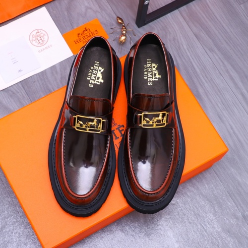 Replica Hermes Leather Shoes For Men #1231226 $118.00 USD for Wholesale