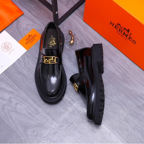 Replica Hermes Leather Shoes For Men #1231227 $118.00 USD for Wholesale