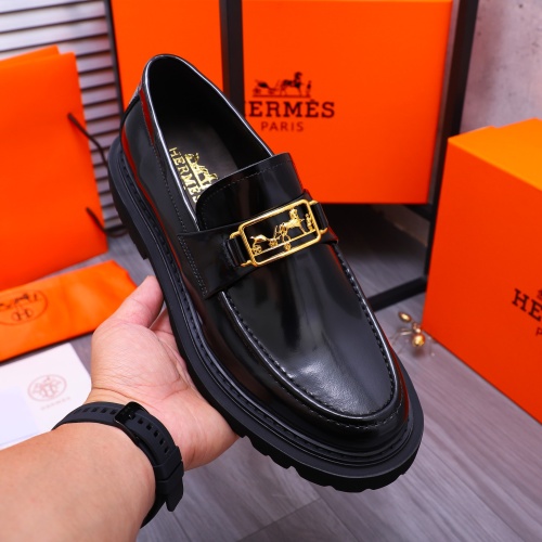 Replica Hermes Leather Shoes For Men #1231227 $118.00 USD for Wholesale