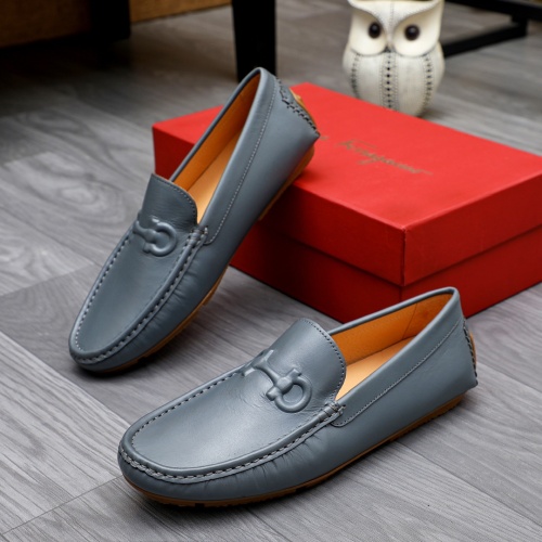 Replica Salvatore Ferragamo Leather Shoes For Men #1231609 $68.00 USD for Wholesale