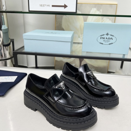 Replica Prada Leather Shoes For Women #1231839 $100.00 USD for Wholesale