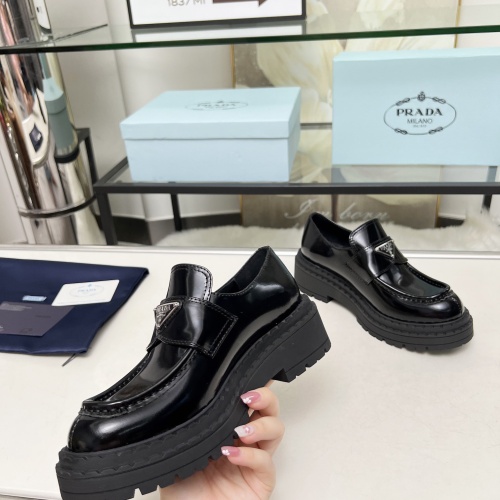 Replica Prada Leather Shoes For Women #1231839 $100.00 USD for Wholesale