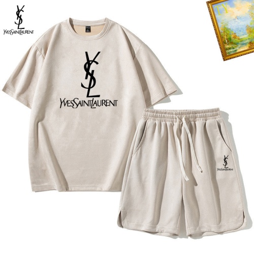 Wholesale Yves Saint Laurent YSL Tracksuits Short Sleeved For Men #1235357 $48.00 USD, Wholesale Quality Replica Yves Saint Laurent YSL Tracksuits