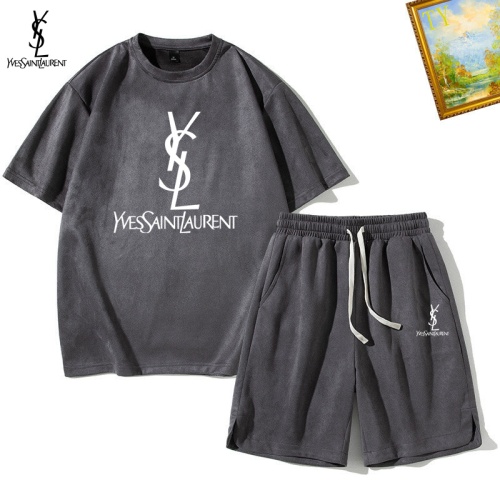 Wholesale Yves Saint Laurent YSL Tracksuits Short Sleeved For Men #1235358 $48.00 USD, Wholesale Quality Replica Yves Saint Laurent YSL Tracksuits