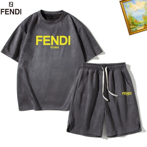 Wholesale Fendi Tracksuits Short Sleeved For Men #1235374 $48.00 USD, Wholesale Quality Replica Fendi Tracksuits