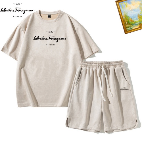 Wholesale Salvatore Ferragamo Tracksuits Short Sleeved For Men #1235404 $48.00 USD, Wholesale Quality Replica Salvatore Ferragamo Tracksuits