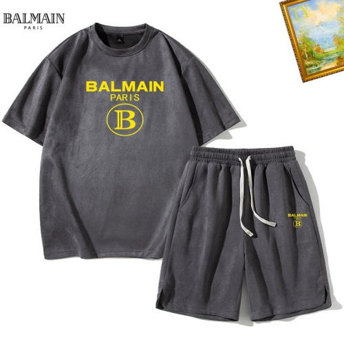 Wholesale Balmain Tracksuits Short Sleeved For Men #1235414 $48.00 USD, Wholesale Quality Replica Balmain Tracksuits