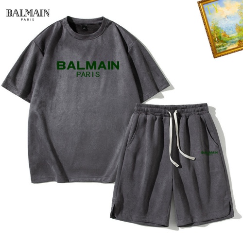 Wholesale Balmain Tracksuits Short Sleeved For Men #1235470 $48.00 USD, Wholesale Quality Replica Balmain Tracksuits