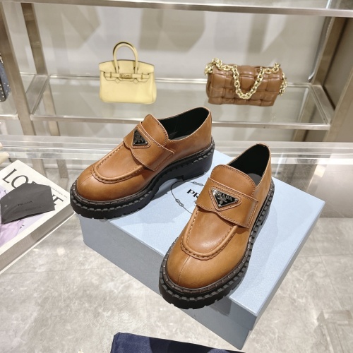 Wholesale Prada Leather Shoes For Women #1236538 $112.00 USD, Wholesale Quality Replica Prada Leather Shoes