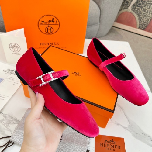 Replica Hermes Flat Shoes For Women #1236592 $98.00 USD for Wholesale